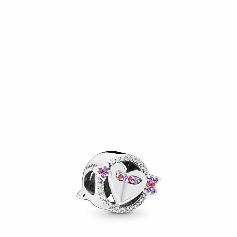 Pandora Australia Sparkling Arrow & Heart Charm - Sterling Silver | UJGVAD916